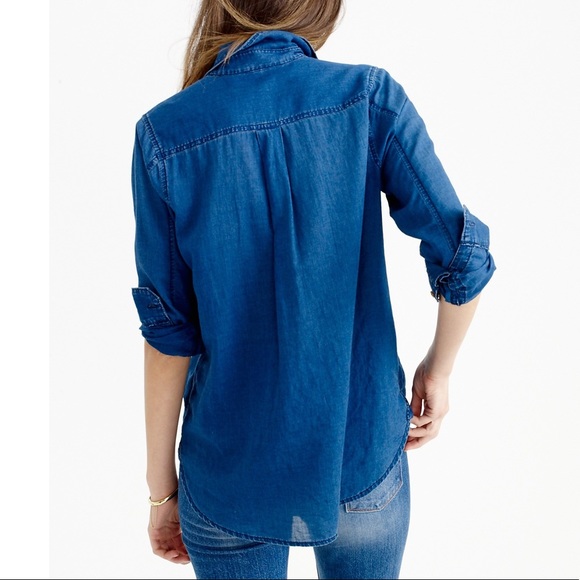 J. Crew Factory Tops J Crew Indigo Gauze Popover Shirt Poshmark